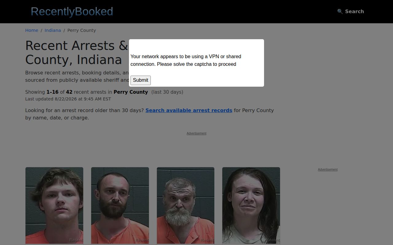 Unofficial RecentlyBooked Perry County interface